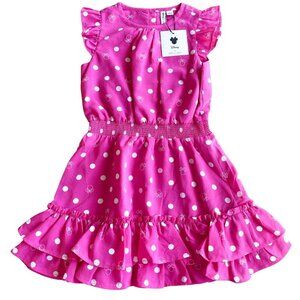 NEW Janie And Jack X Disney Minnie Mouse Pink Ruffle Polka Dot Dress - Size 7